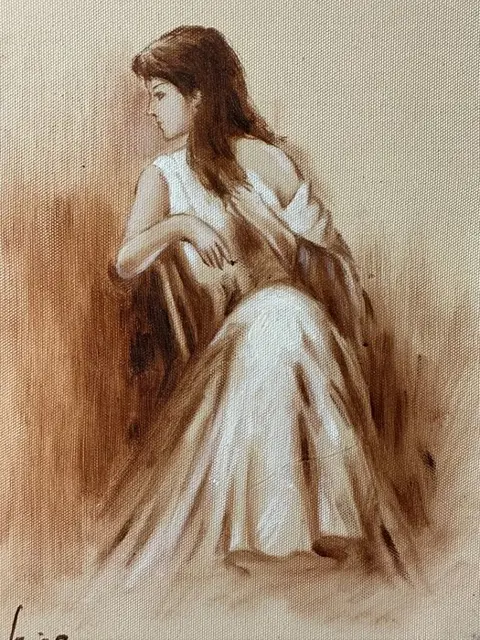 William Hodgkins(1952-) - Brune à la robe blanche