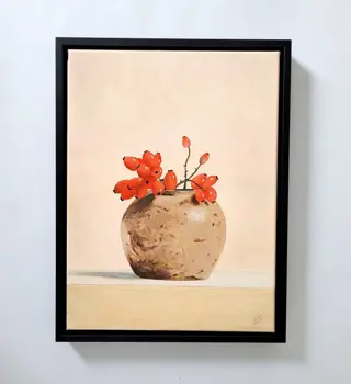 HS (XXI ) - Stilleven met rozenbottels in gemberpot