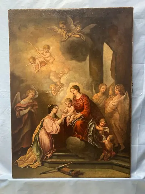 Scuola europea (XIX-XX), Copia da Murillo - Il matrimonio mistico di Santa Caterina