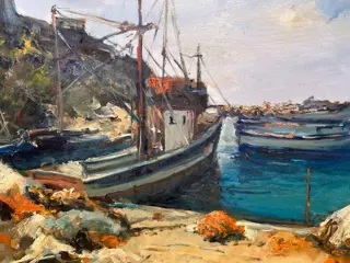 Giovanni Pane (1928-2010) - Procida pescherecci alla corricella
