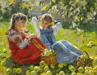 Vladimir Goussev (1957) - Fillettes sous le pommier