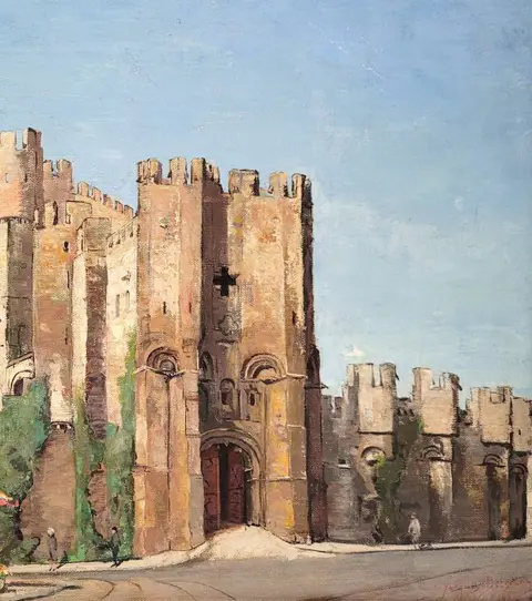 Belgische school (XX) - Middeleeuwse burcht in Gent: Het Gravensteen