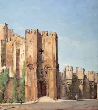 Belgische school (XX) - Middeleeuwse burcht in Gent: Het Gravensteen
