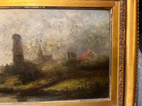 Dutch school (XIX) - Dutch landscape with mill