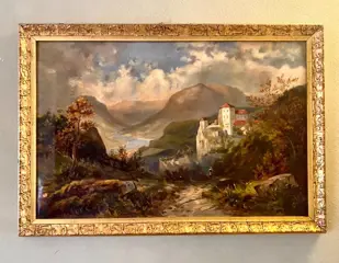 Scuola Italiana(XIX) - Paesaggio nordico con montagne del secondo ottocento (NO RESERVE)