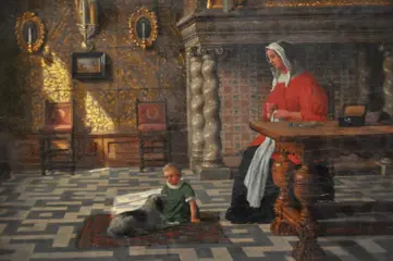 Heinrich Hansen (1821-1890) - Architektonisches Interieur eines Herrenhauses mit Figurenstaffage