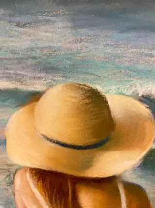 Domingo Alvarez Gomez (1942) - Mujer con sombrero y vestido blanco de espaldas