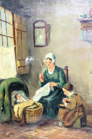 Eduard Douwes - Interieur met Vrouw en Kinderen