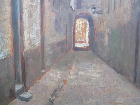 Stobbaerts Pieter ( Brussel 1865 - 1948 - Oud steegje