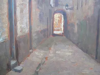 Stobbaerts Pieter ( Brussel 1865 - 1948 - Oud steegje