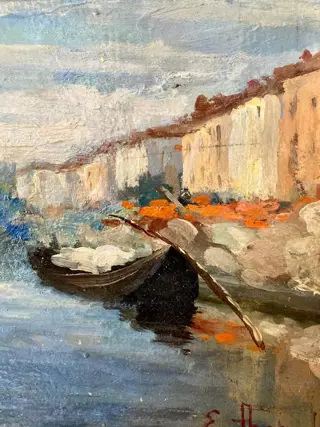 Pittore Lombardo del 1926 - La Darsena di Porta Ticinese(NO RESERVE)