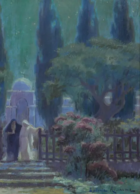 Ludovic Alleaume (1859-1941) - Orientalist landscape in the moonlight