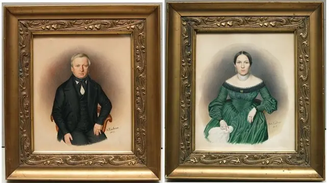 A. Enders (XIX) - Ein Paar aus der Biedermeierzeit