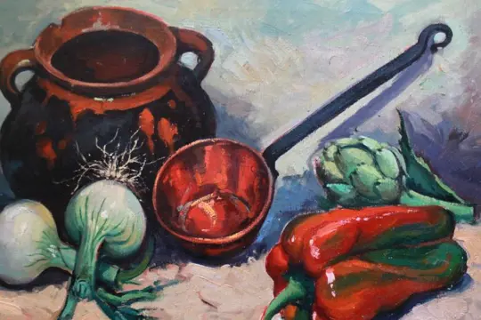 Escuela española (XX) - Bodegón de verduras