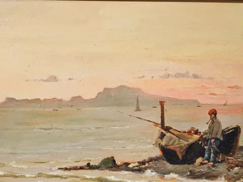 Alceste Campriani (1848–1933) - Veduta di Capri con pescatore
