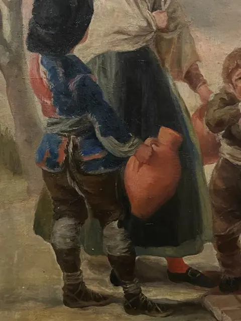 École Espagnole (XIX), d'après Francisco de Goya - Femme pauvre et deux gamins