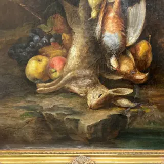 Félix Sureau (act.1860-1870) - Nature morte au gibier et fruits