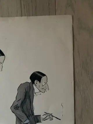 Sem (Georges Goursat) - Homme corbeau et crâne à moustache