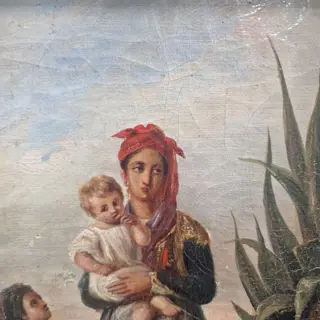 Scuola europea, prima metà del XIX secolo - Popolana con bambini