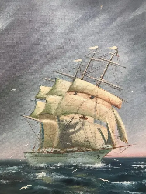 Deutsche Schule (XX) - Dreimaster auf rauher See