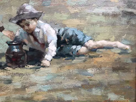 Hollandse school (XX-XXI) - Spelende kinderen op het strand