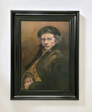 Richard Lukkenaer (1945) - Klassiek portret geïnspireerd op zelfportret van Rembrandt van Rijn