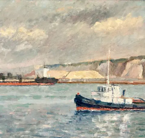 Charles Victor Guilloux (1866-1946) - Bateaux dans le port