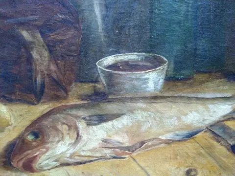 J. van Brulle (XX) - Stilleven met vis