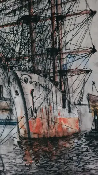 Wim Bos ( 1906 -1974) - Havengezicht Rotterdam