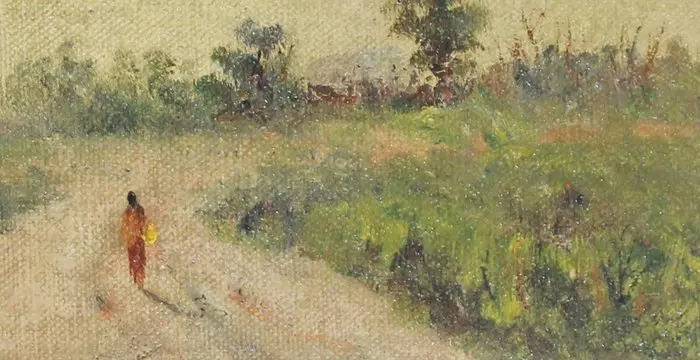 Escuela Española (XX) - Paisaje con figura