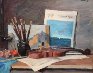 Rafael Manjón (XX) - Bodegón con violín