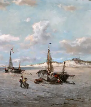 François Musin (1820-1888) - Belgium, beach near Ostend (Knokke?)