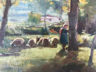 Josep Olivet Legares (1887-1956) - Paisaje con riachuelo