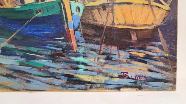 Bruno Livori (XX) - Barche in porto a Livorno