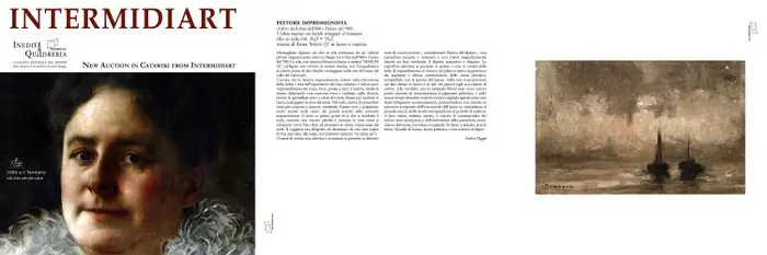 Scuola Impressionista del XIX/XX secolo - Veduta marina con barche ormeggiata al tramonto