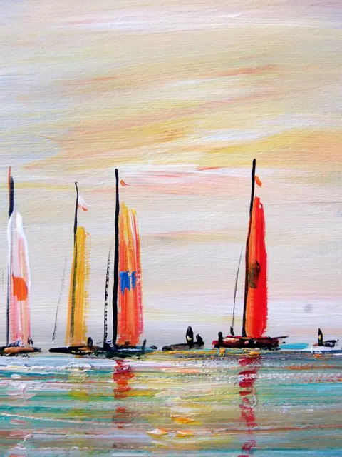 DENIS Pascal dit ROY - Voiliers au couchant.