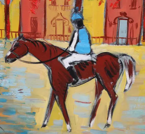 Escuela española (XX) - Vista urbana con jinete