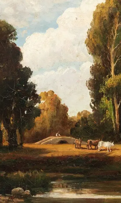 Nicola Palizzi (1820-1870) - Radura con mucche