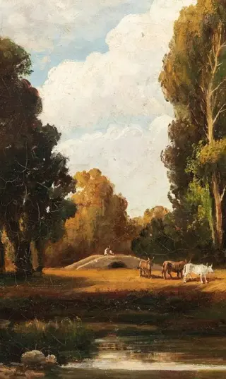 Nicola Palizzi (1820-1870) - Radura con mucche