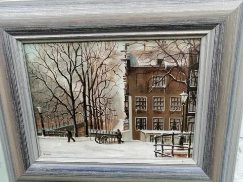 Lois Kapr (1921) - Winter in Amsterdam, Achterzijde Lange brugsteeg (2)