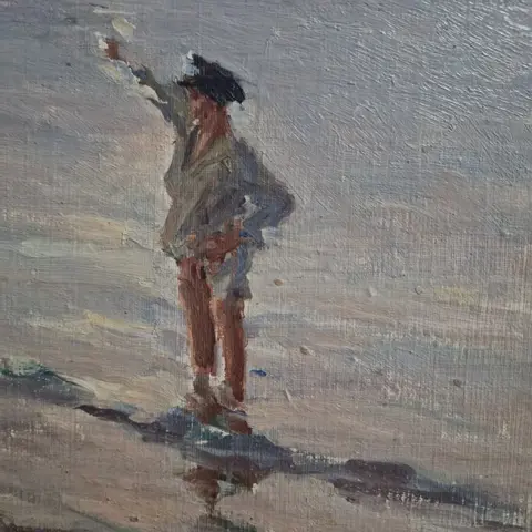 Ludovico Tommasi (1866-1941) - Bambino in spiaggia