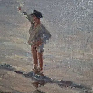 Ludovico Tommasi (1866-1941) - Bambino in spiaggia