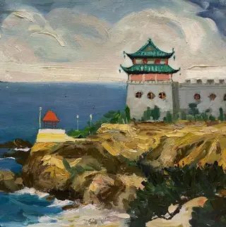 École Chinoise (XX) - Monastère au bord de mer