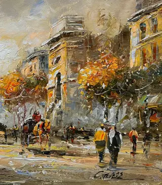 Christof Vevers (1962) - Porte Saint Martin, Paris - lumières du soir