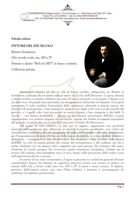 Scuola Europea, XIX - Ritratto di Gentiluomo (NO RESERVE)