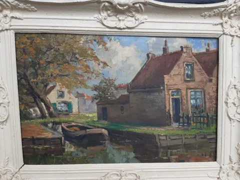 Willem Horselenberg ( 1881-1961 ) - Bootje aan de vaart