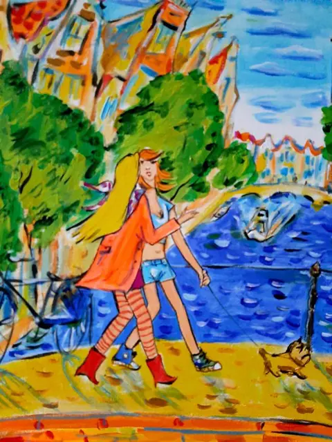 Elena Polyakova (1970) - Girls op een brug in Amsterdam