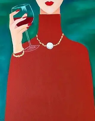 Cecylia Dąbrowska - Vin rouge au Mondain