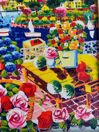 Athos Faccincani (1951) - Cesto Con Rose a Portofino