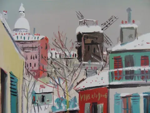 Maurice Utrillo (1883-1955) - Montmartre : le Moulin de la Galette et le Sacré Cœur sous la neige